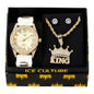 Watch and King Crown Necklace with Earrings Gift Set - W1K-117