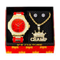 Watch and Champ Necklace with Earrings Gift Set - W1K-118