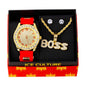 Watch and BOSS Necklace with Earrings Gift Set - W1K-120