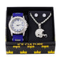 Watch and Football Helmet Necklace with Earrings Gift Set - W1K-123
