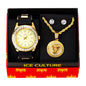 Watch and Loin Medallion Necklace with Earrings Gift Set - W1K-124