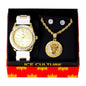 Watch and Loin Medallion Necklace with Earrings Gift Set - W1K-124