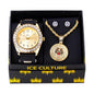 Watch and Tiger Medallion Necklace with Earrings Gift Set - W1K-125