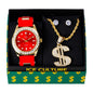 Watch and Dollar Necklace with Earrings Gift Set - W1K-137
