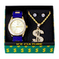 Watch and Dollar Necklace with Earrings Gift Set - W1K-137