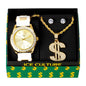 Watch and Dollar Necklace with Earrings Gift Set - W1K-137