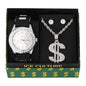 Watch and Dollar Necklace with Earrings Gift Set - W1K-137