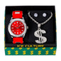 Watch and Dollar Necklace with Earrings Gift Set - W1K-137