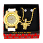 Watch and Angry Bull Necklace with Earrings Gift Set - W1K-140