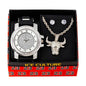Watch and Angry Bull Necklace with Earrings Gift Set - W1K-140