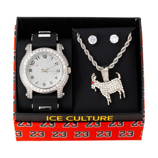 Watch and GOAT Necklace with Earrings Gift Set - W1K-141