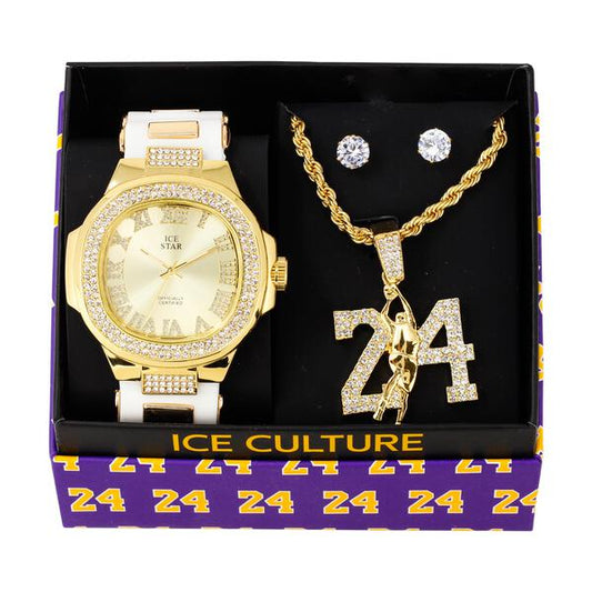 Watch and Basket ball Necklace with Earrings Gift Set - W1K-143