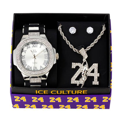 Watch and Basket ball Necklace with Earrings Gift Set - W1K-143