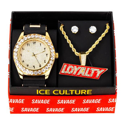 Watch and Loyalty Necklace with Earrings Gift Set - W1K-146