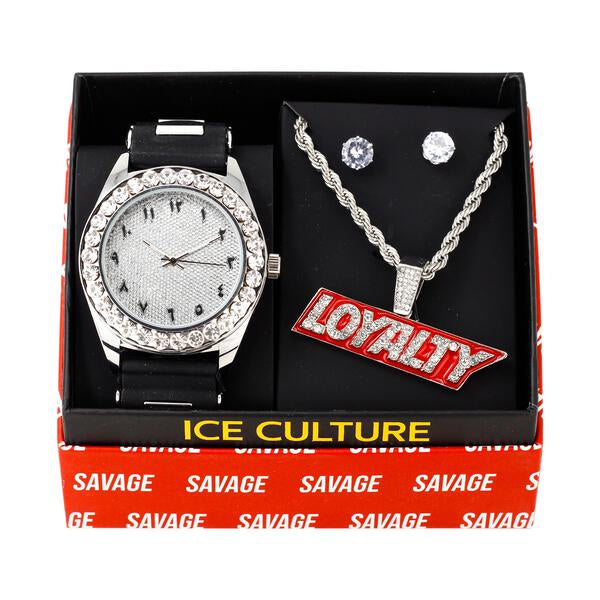 Watch and Loyalty Necklace with Earrings Gift Set - W1K-146