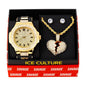 Watch and Broken Heart Necklace with Earrings Gift Set - W1K-151