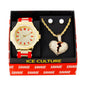 Watch and Broken Heart Necklace with Earrings Gift Set - W1K-151