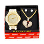 Watch and Broken Heart Necklace with Earrings Gift Set - W1K-151