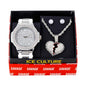 Watch and Broken Heart Necklace with Earrings Gift Set - W1K-151