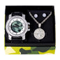 Watch and Compass Necklace with Earrings Gift Set - W1K-164