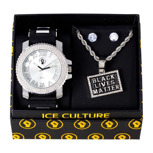 Watch and BLM Necklace with Earrings Gift Set - W1K-170