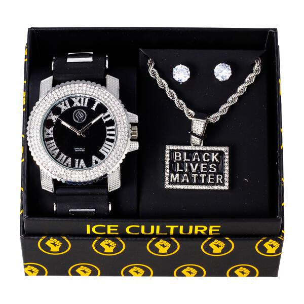 Watch and BLM Necklace with Earrings Gift Set - W1K-170