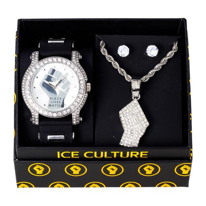 Watch and Fist Necklace with Earrings Gift Set - W1K-171