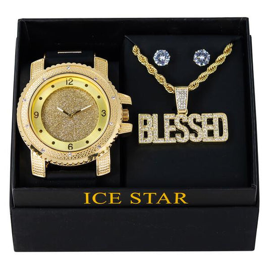 Watch and Blessed Necklace with Earrings Gift Set - W1K2-101