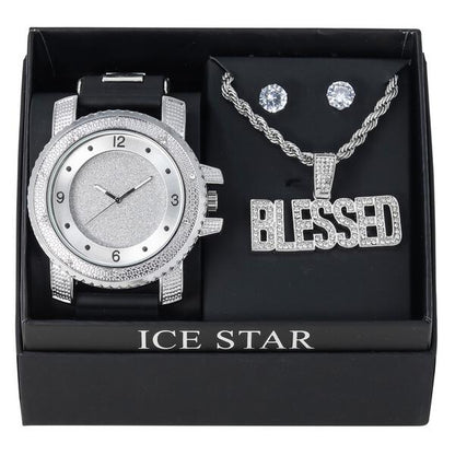 Watch and Blessed Necklace with Earrings Gift Set - W1K2-101