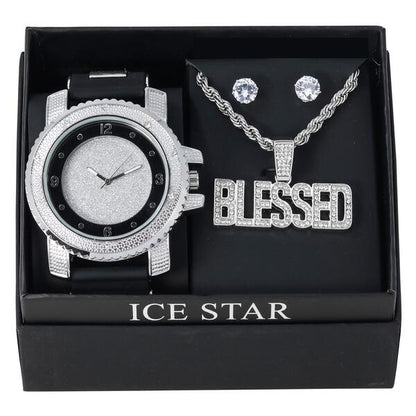 Watch and Blessed Necklace with Earrings Gift Set - W1K2-101