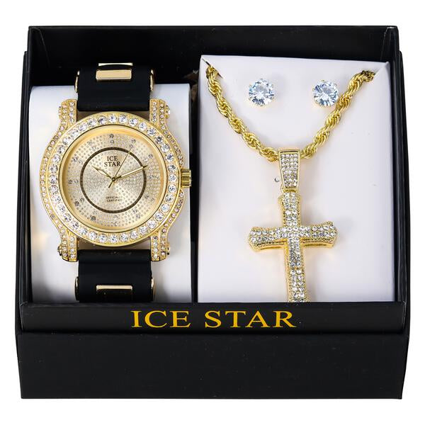 Watch and Cross Necklace with Earrings Gift Set - W1K2-102