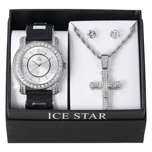 Watch and Cross Necklace with Earrings Gift Set - W1K2-102