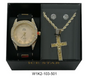 Watch and Cross Necklace with Earrings Gift Set - W1K2-103