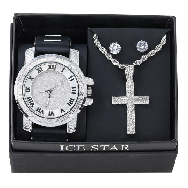 Watch and Cross Necklace with Earrings Gift Set - W1K2-104