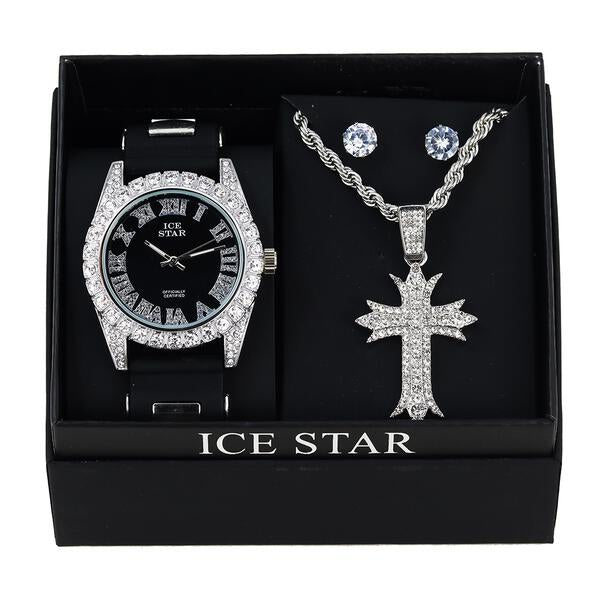 Watch and Cross Necklace with Earrings Gift Set - W1K2-105