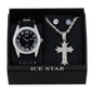 Watch and Cross Necklace with Earrings Gift Set - W1K2-105