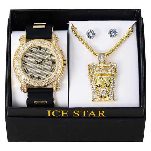 Watch and Jesus Necklace with Earrings Gift Set - W1K2-108