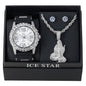 Watch and Praying Hand Necklace with Earrings Gift Set - W1K2-109