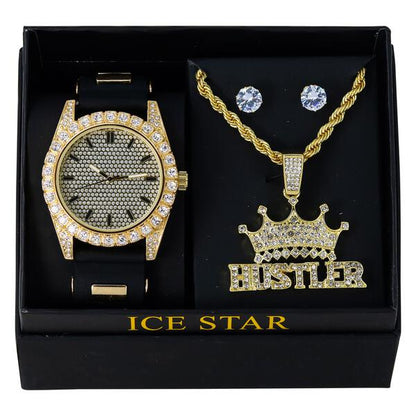 Watch and Royalty Necklace with Earrings Gift Set - W1K2-112
