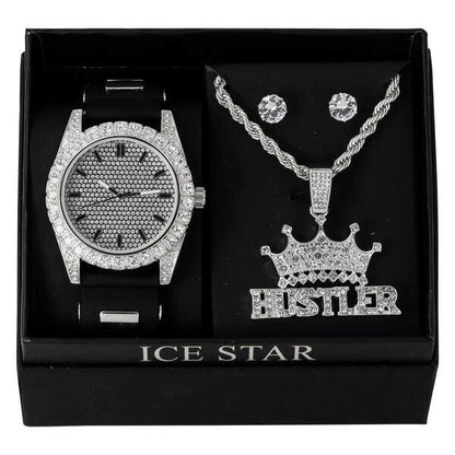 Watch and Royalty Necklace with Earrings Gift Set - W1K2-112