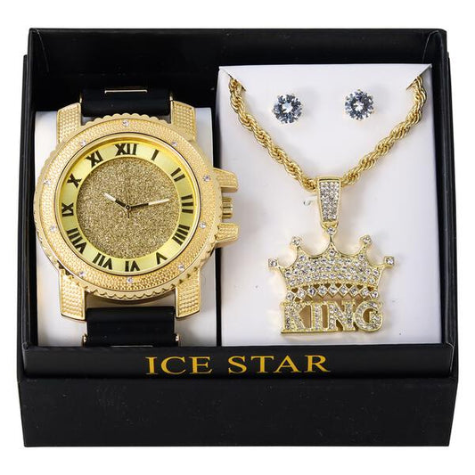 Watch and Royalty Necklace with Earrings Gift Set - W1K2-113