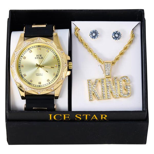Watch and Royalty Necklace with Earrings Gift Set - W1K2-114