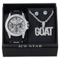 Watch and G.O.A.T Necklace with Earrings Gift Set - W1K2-115