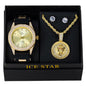 Watch and Lion Necklace with Earrings Gift Set - W1K2-119