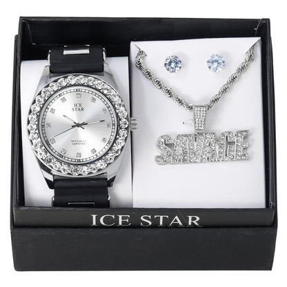 Watch and Savage Necklace with Earrings Gift Set - W1K2-122