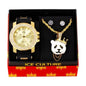 Watch and Streetwear Necklace with Earrings Gift Set - W1K2-128