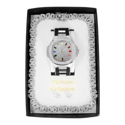 Watch and Iced Out Mariner Chain Gift Set - WCH-126