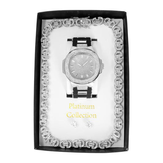Watch and Iced Out Mariner Chain Gift Set - WCH-126