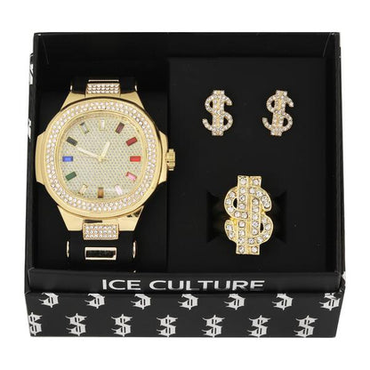 Watch and Money Ring with Earrings Gift Set - WRE-8713B