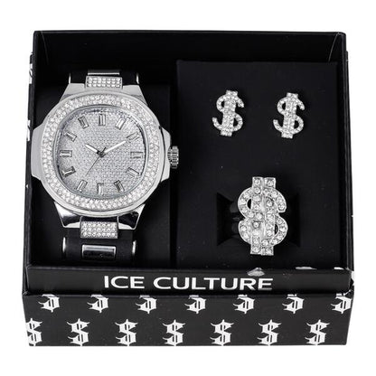 Watch and Money Ring with Earrings Gift Set - WRE-8713B